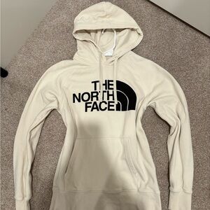 Cream white The North Face logo hoodie